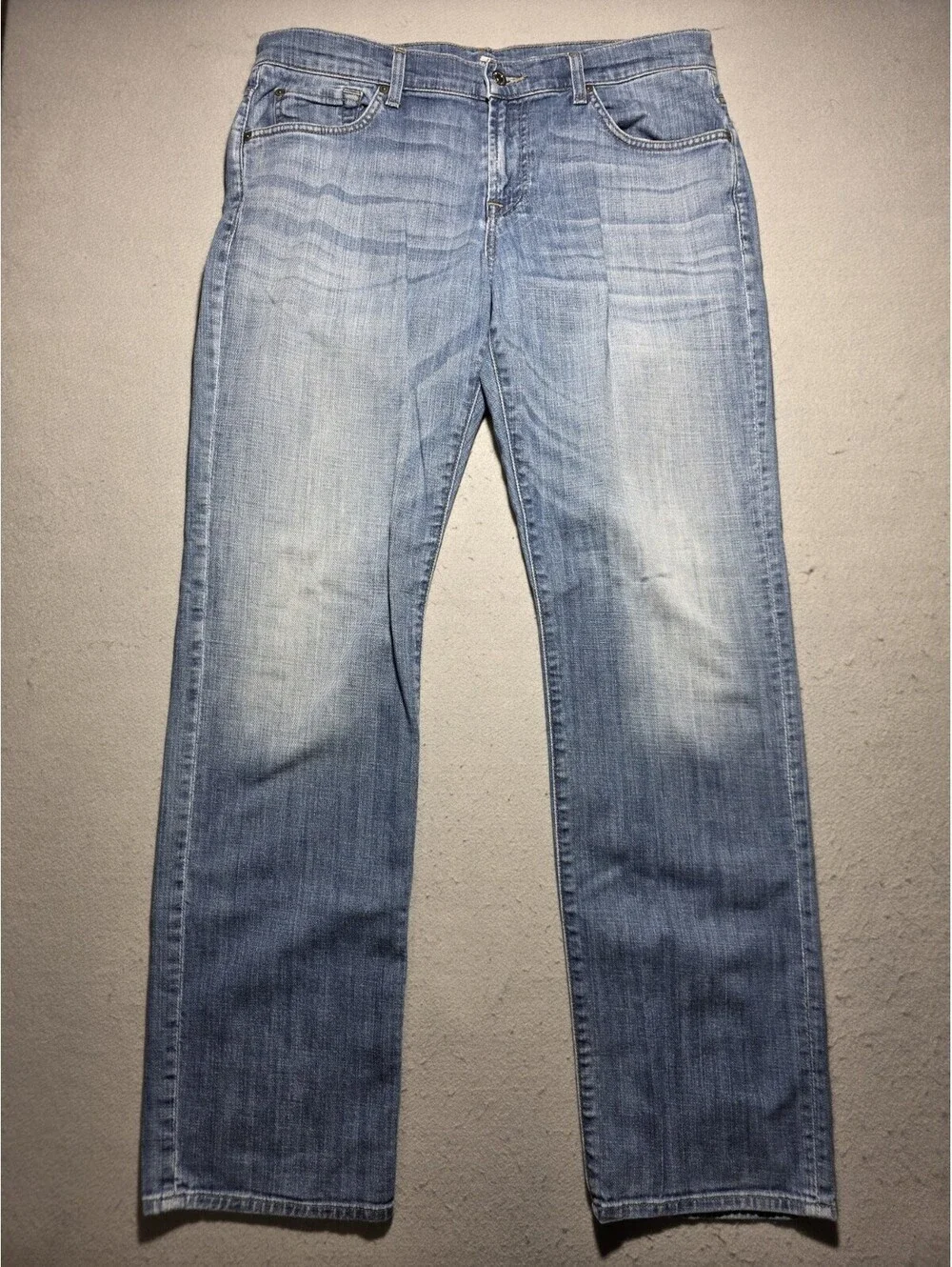 7 For All Mankind Carsen Straight Leg Jeans Mens Size 34 Stretch Blue Denim